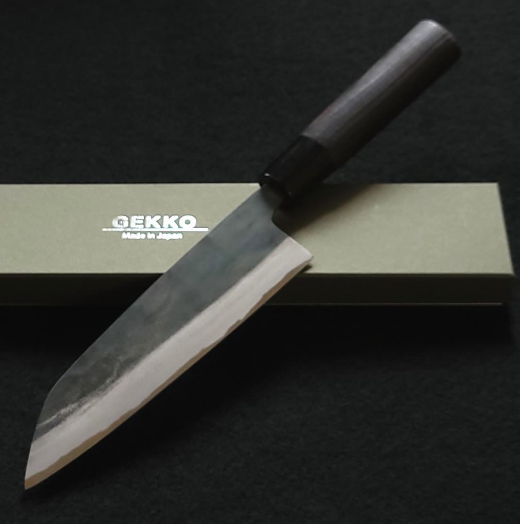 白紙1号 黒打 万能包丁 165㎜ #8042 焼柄 月光作