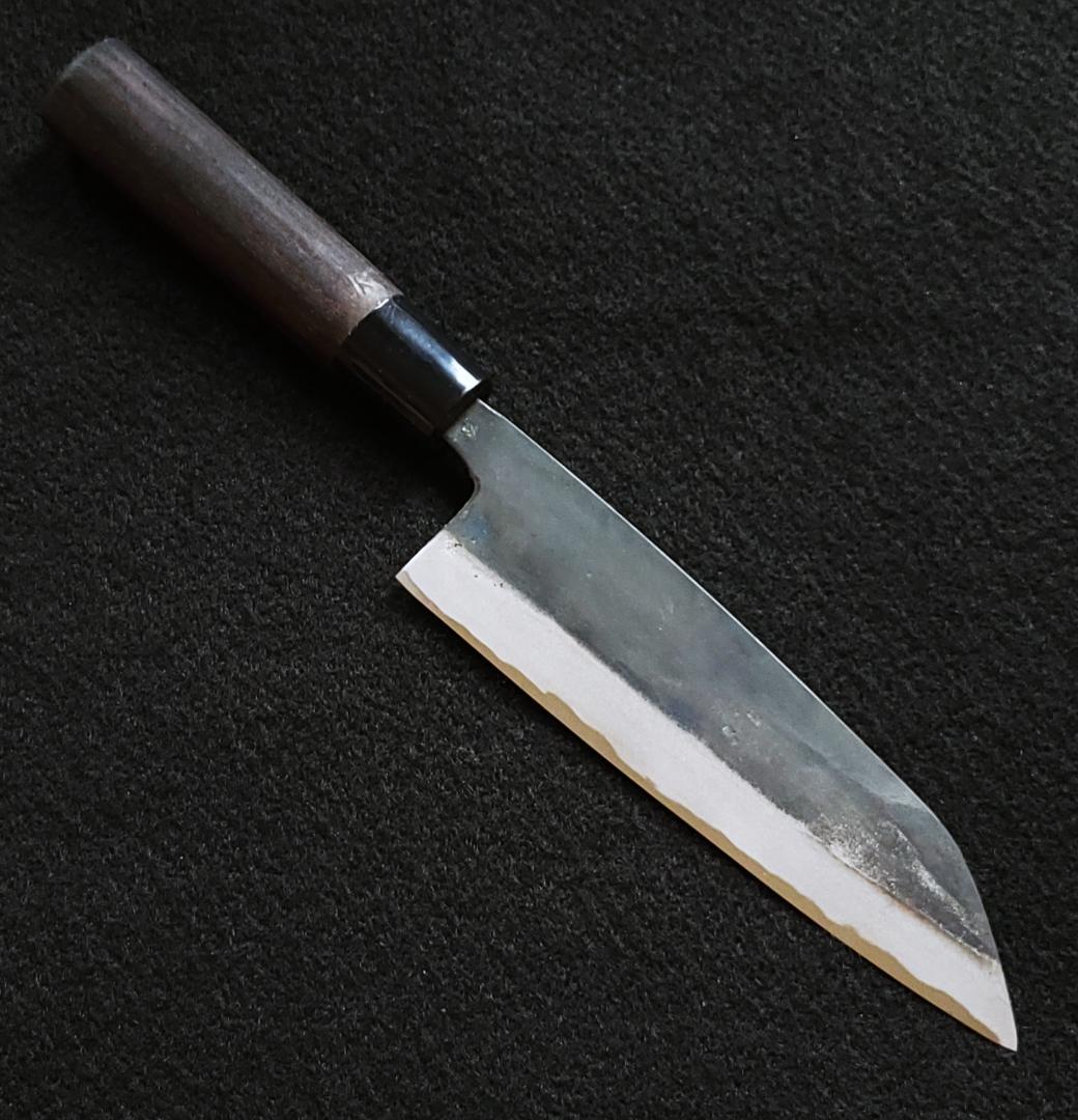 白紙1号 黒打 万能包丁 165㎜ #8042 焼柄 月光作