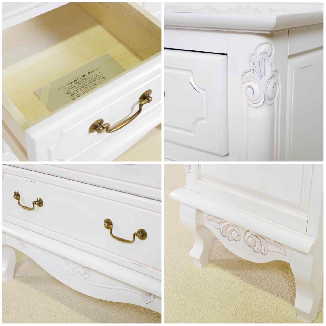 新品 アンティーク調 チェスト 75 白 ホワイト たんす 収納 サイドボード