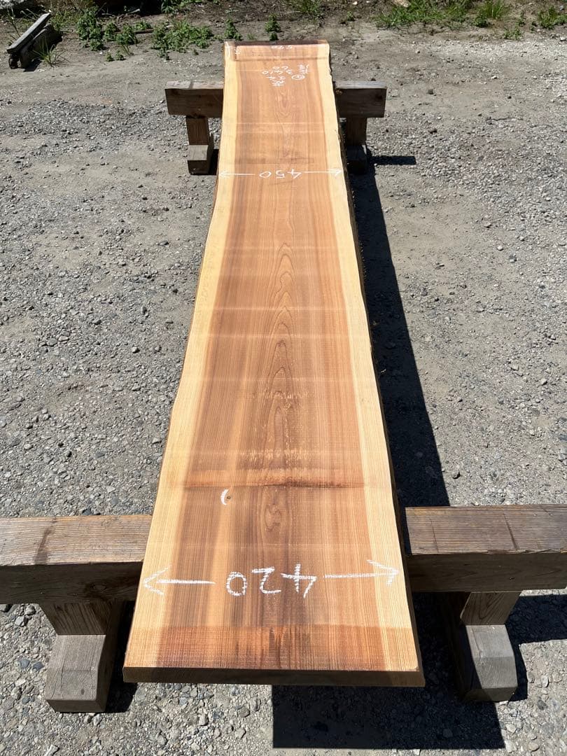 ④杉　無垢 一枚板 3.4m 乾燥材 カウンター テーブル　レジン　看板　ベンチ