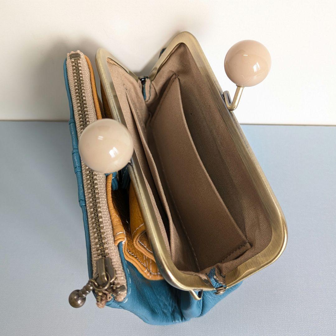 がま口コンパクトお財布　本革　ハンドメイド