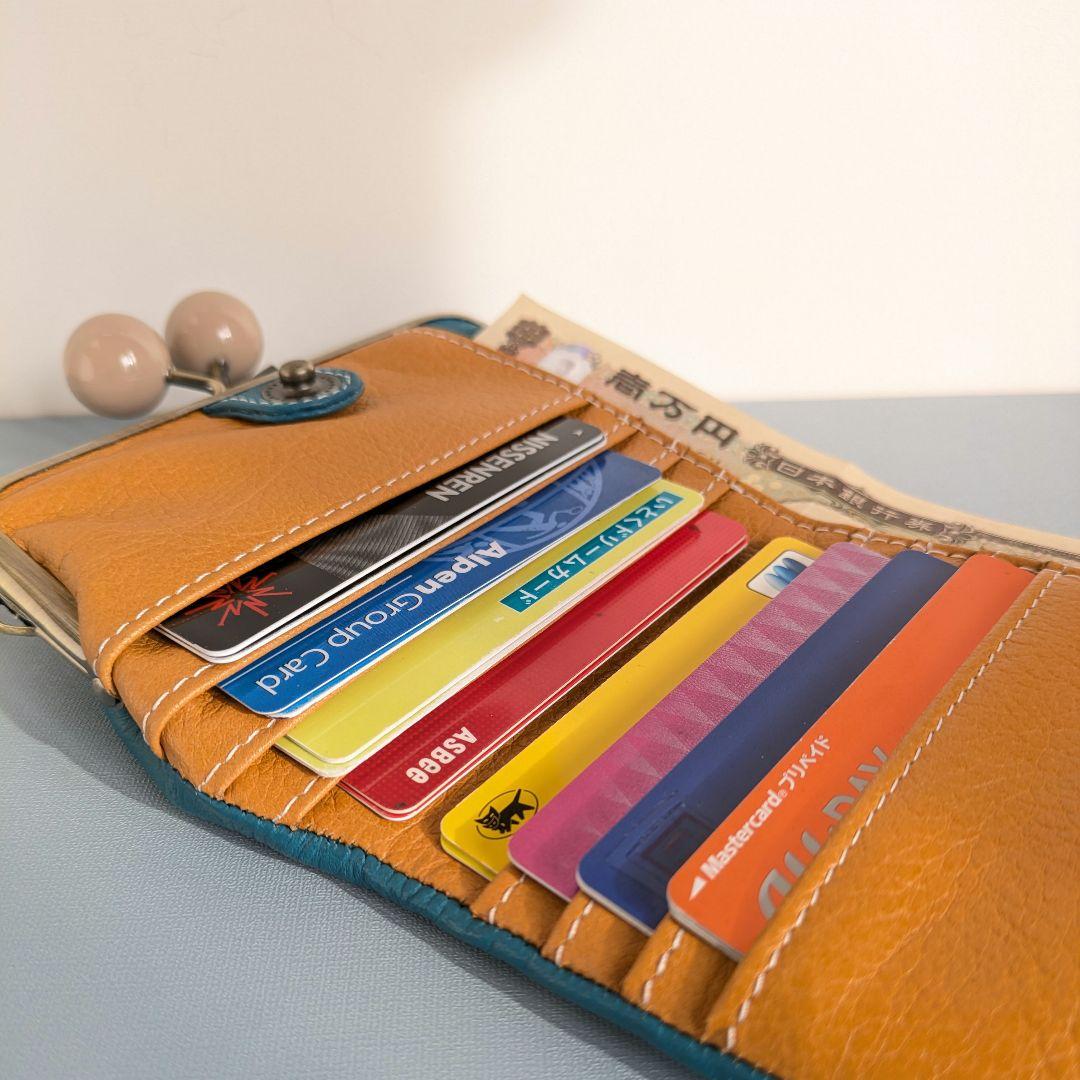 がま口コンパクトお財布　本革　ハンドメイド