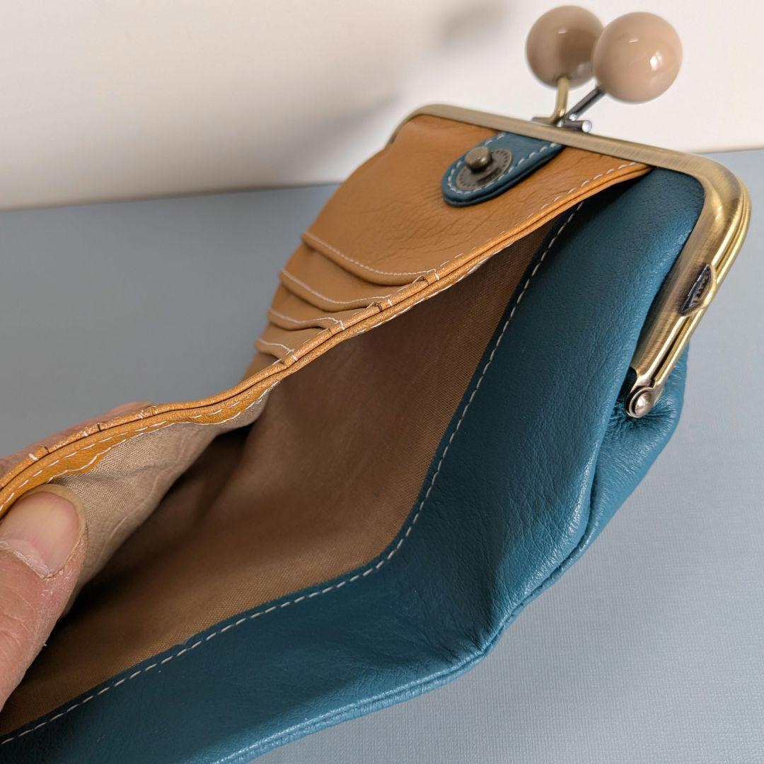 がま口コンパクトお財布　本革　ハンドメイド