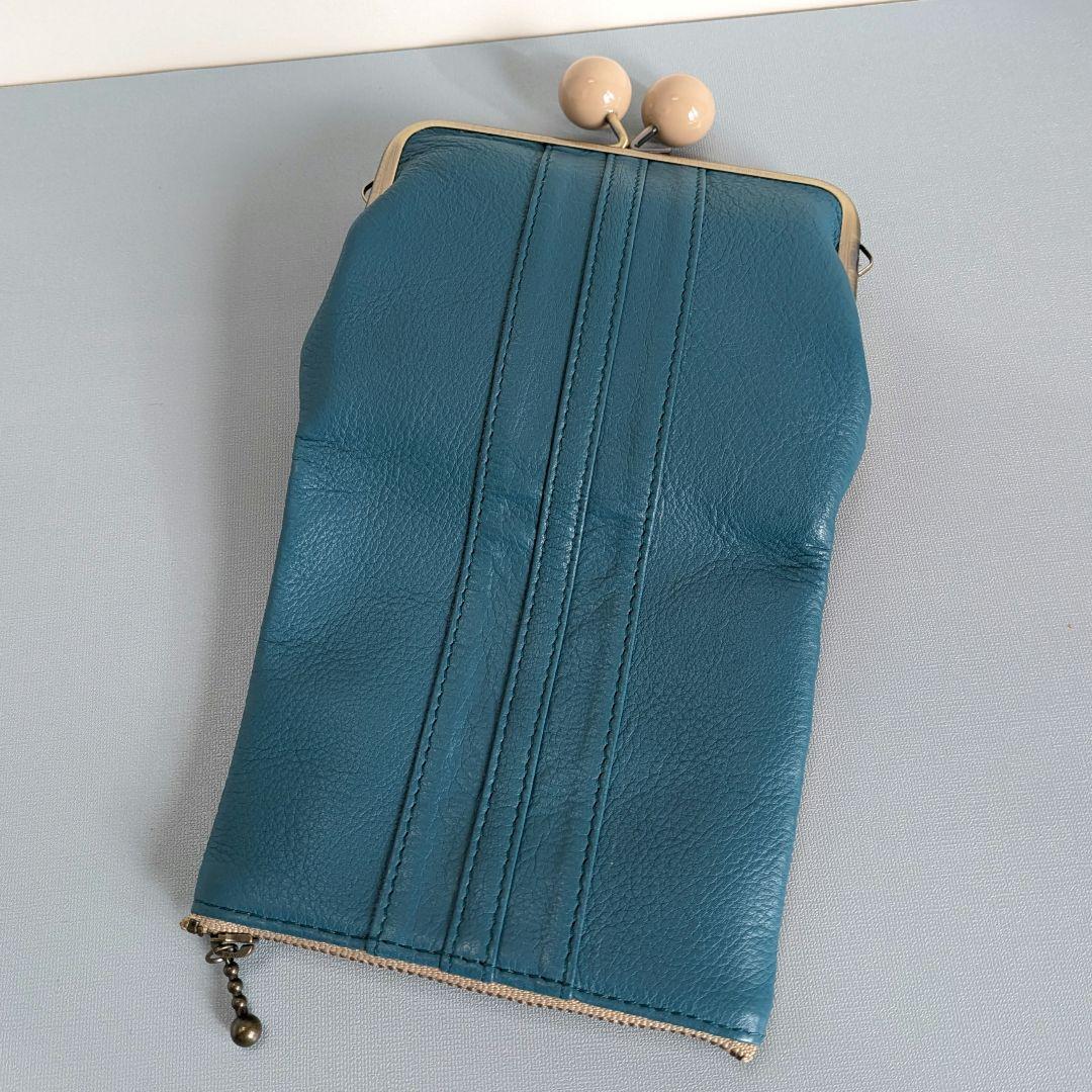 がま口コンパクトお財布　本革　ハンドメイド