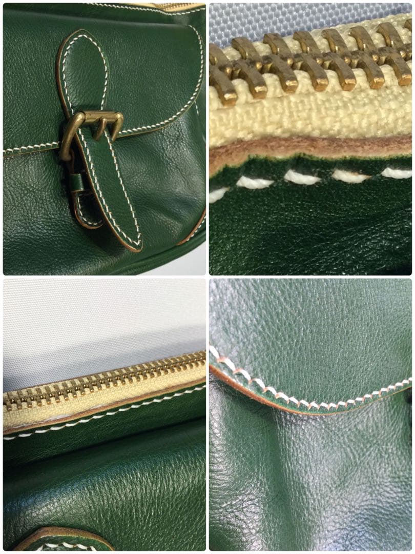 モス　グリーン　ハンドメイド感有り　ボディーバックショルダー付き