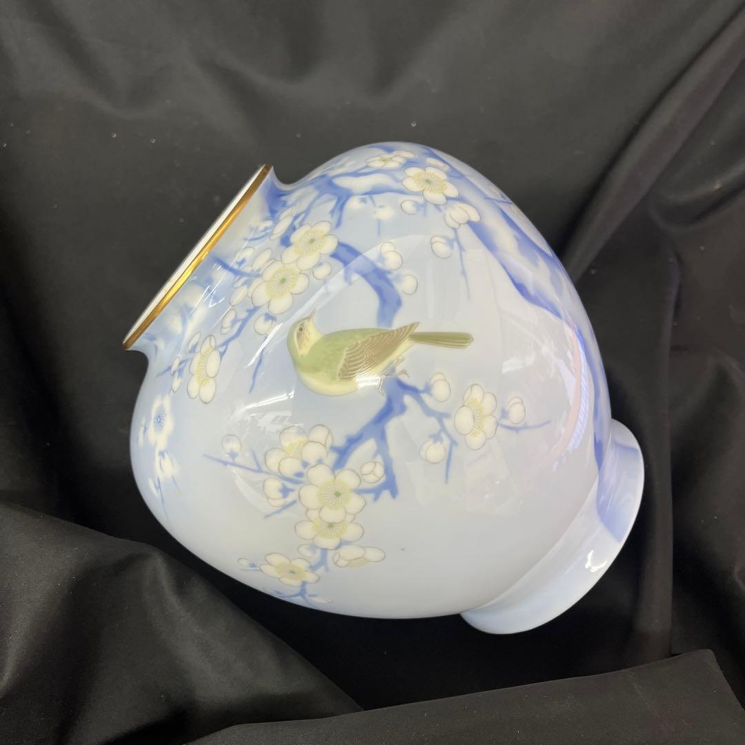 有田焼 深川製 染付　官窯 花瓶　梅　鳥図　上品　高級　飾り壺　インテリア