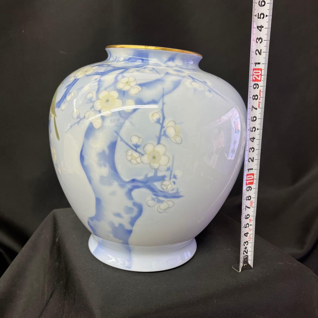 有田焼 深川製 染付　官窯 花瓶　梅　鳥図　上品　高級　飾り壺　インテリア