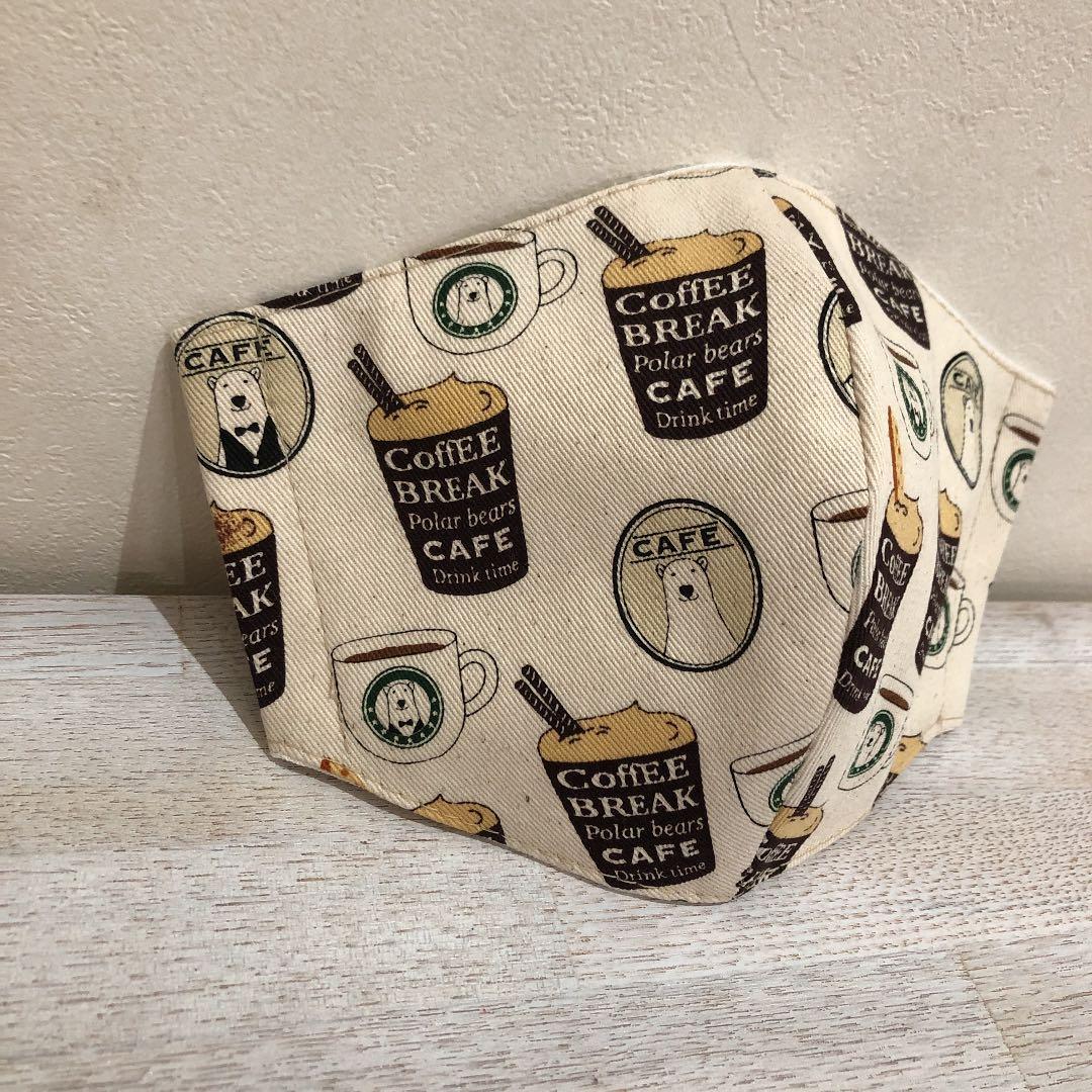 プロフ必読‼︎ ハンドメイドマスク　しろくまcafe サイズ対応可能です☺︎