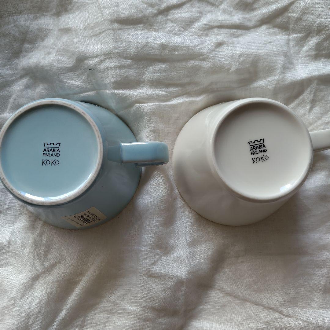 【旧ロゴ】アラビア ARABIA koko カップ0.33㍑アクア＆ホワイト