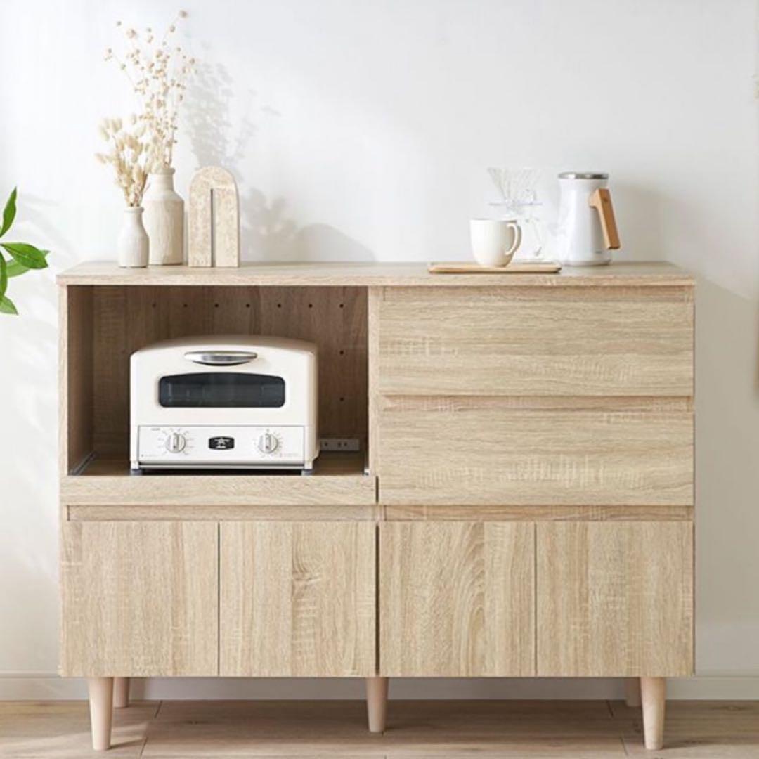 【送料込】LOWYA キッチンカウンター（オーク）