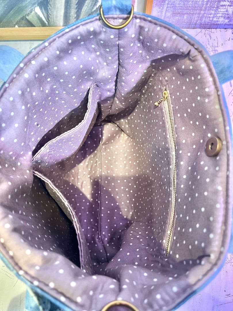 え*︎様 ライトブルーWデニム♡刺繍の肩掛けバッグ♡デニムフリルバッグ♡猫ちゃん