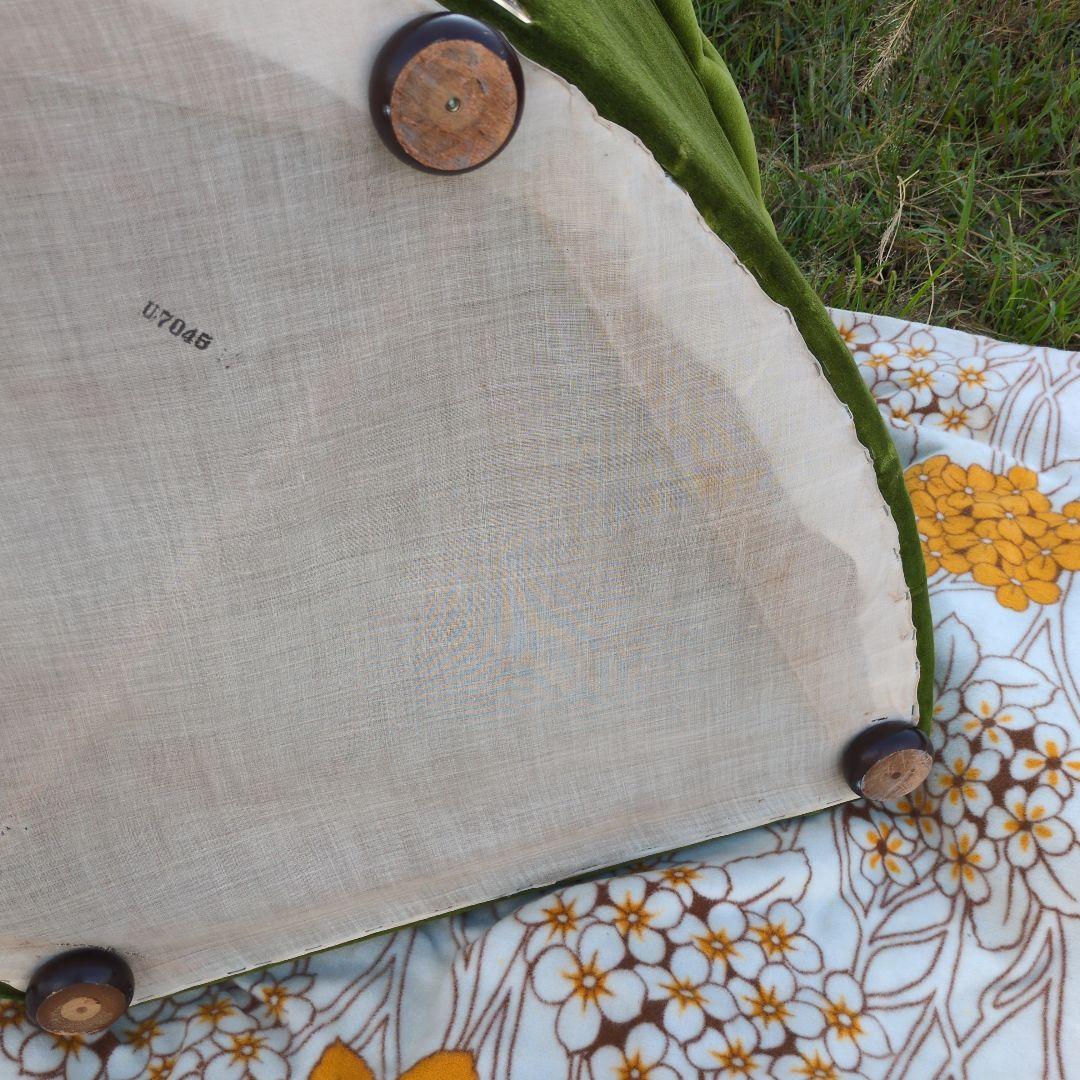 昭和レトロ オールド カリモク グリーン モケット コーナーソファ①ベルベット