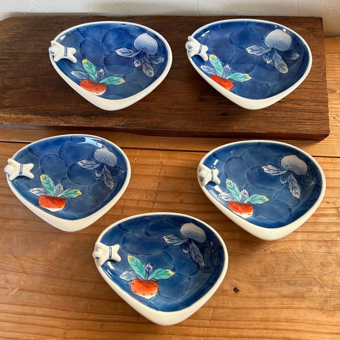 新品未使用　鍋島焼　伊万里翠山　貝形　一閑人　小皿　5点セット