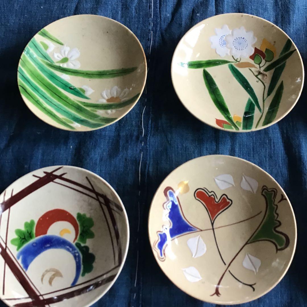 骨董　京焼　絵皿　陶器 12枚セット　いろいろな図柄