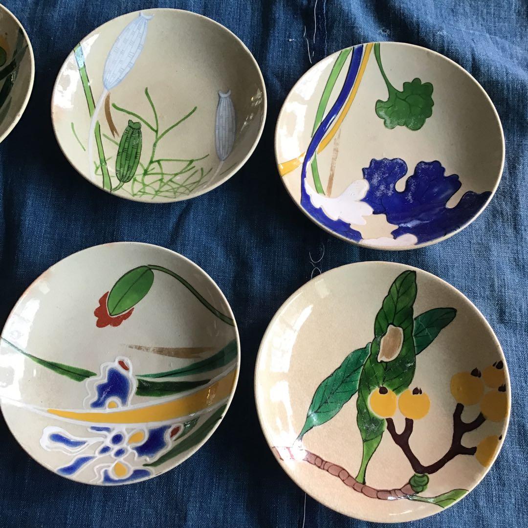 骨董　京焼　絵皿　陶器 12枚セット　いろいろな図柄