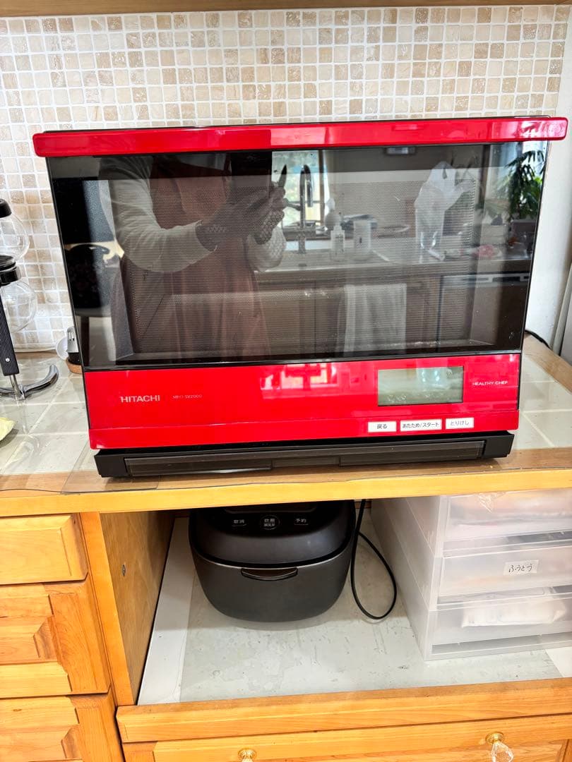 高級　HITACHI オーブンレンジ 赤色