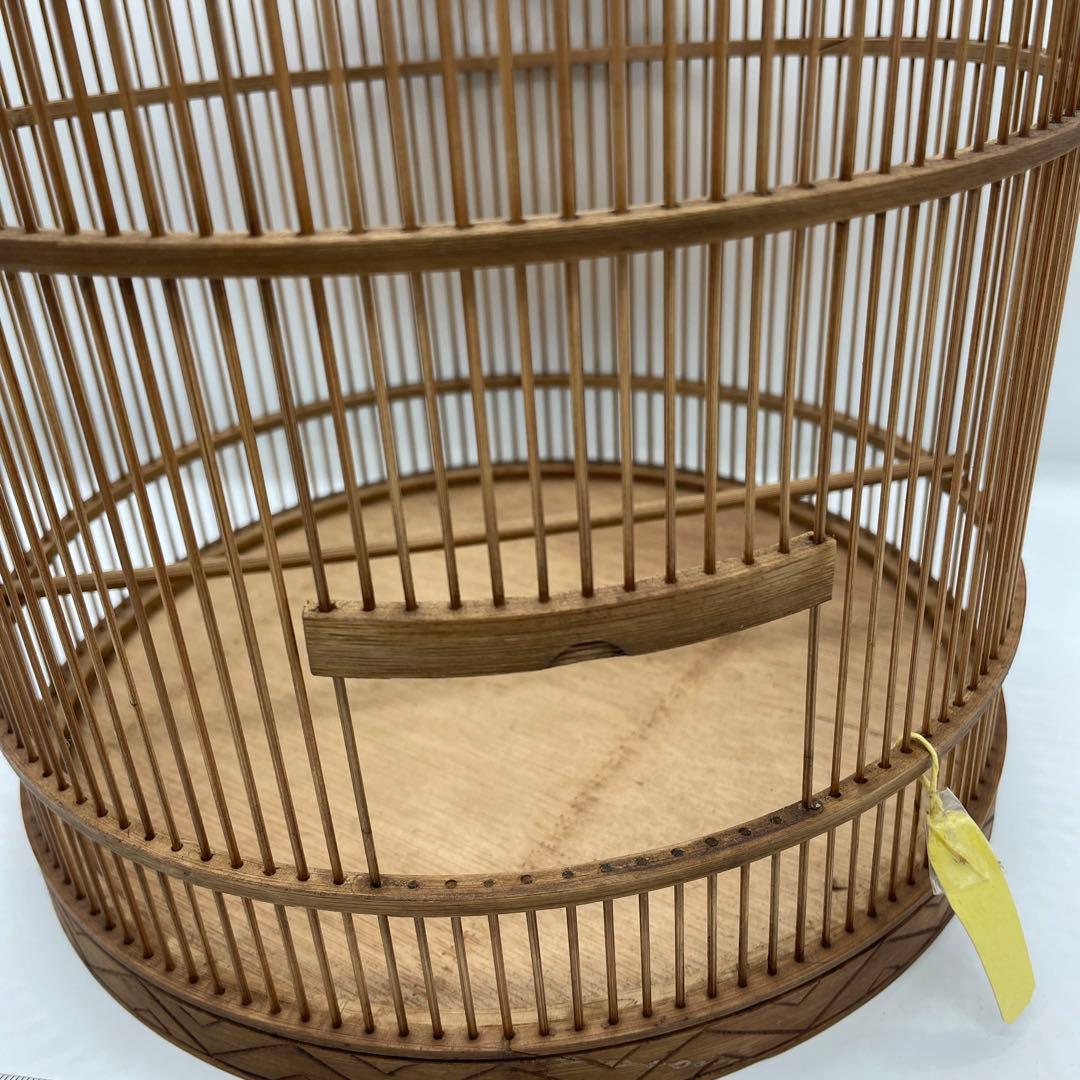 木製円形鳥かご 持ち手付き