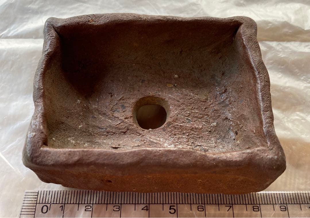 祝峰　盆栽鉢　落款　窯印　祝　　(A16)