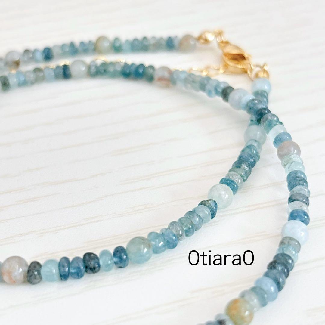 モスアクアマリン×ヘマタイトインアクアマリン　ネックレス