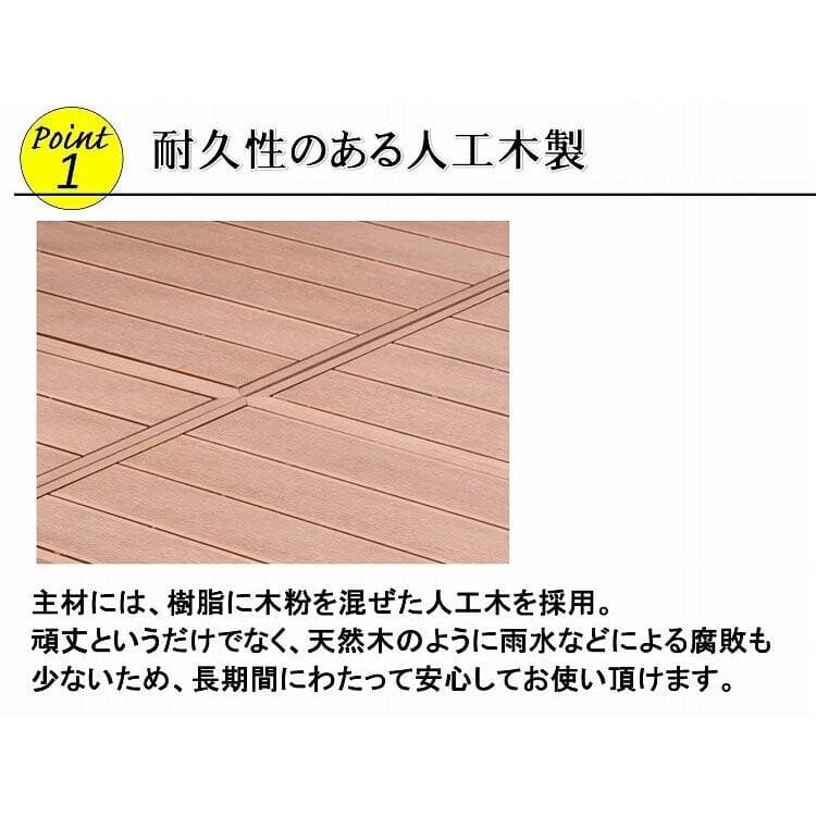 人工木ウッドデッキ　WPC素材　人工木デッキ　6点セット　ダークブラウン