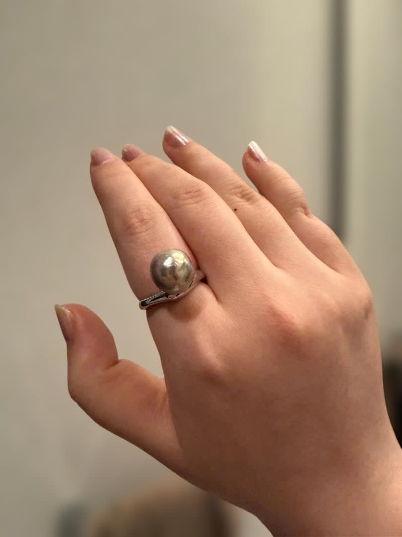 【唯一無二】油画シリーズ メタリックエジソンパール リング 13mm 芸術品