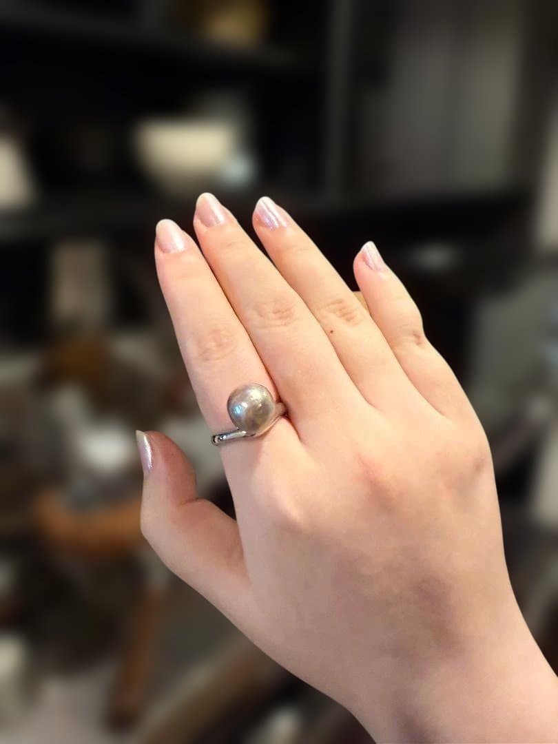 【唯一無二】油画シリーズ メタリックエジソンパール リング 13mm 芸術品