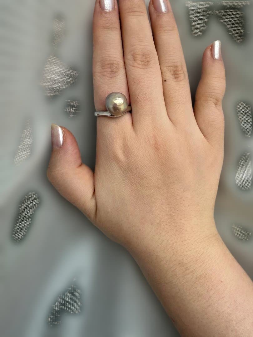 【唯一無二】油画シリーズ メタリックエジソンパール リング 13mm 芸術品