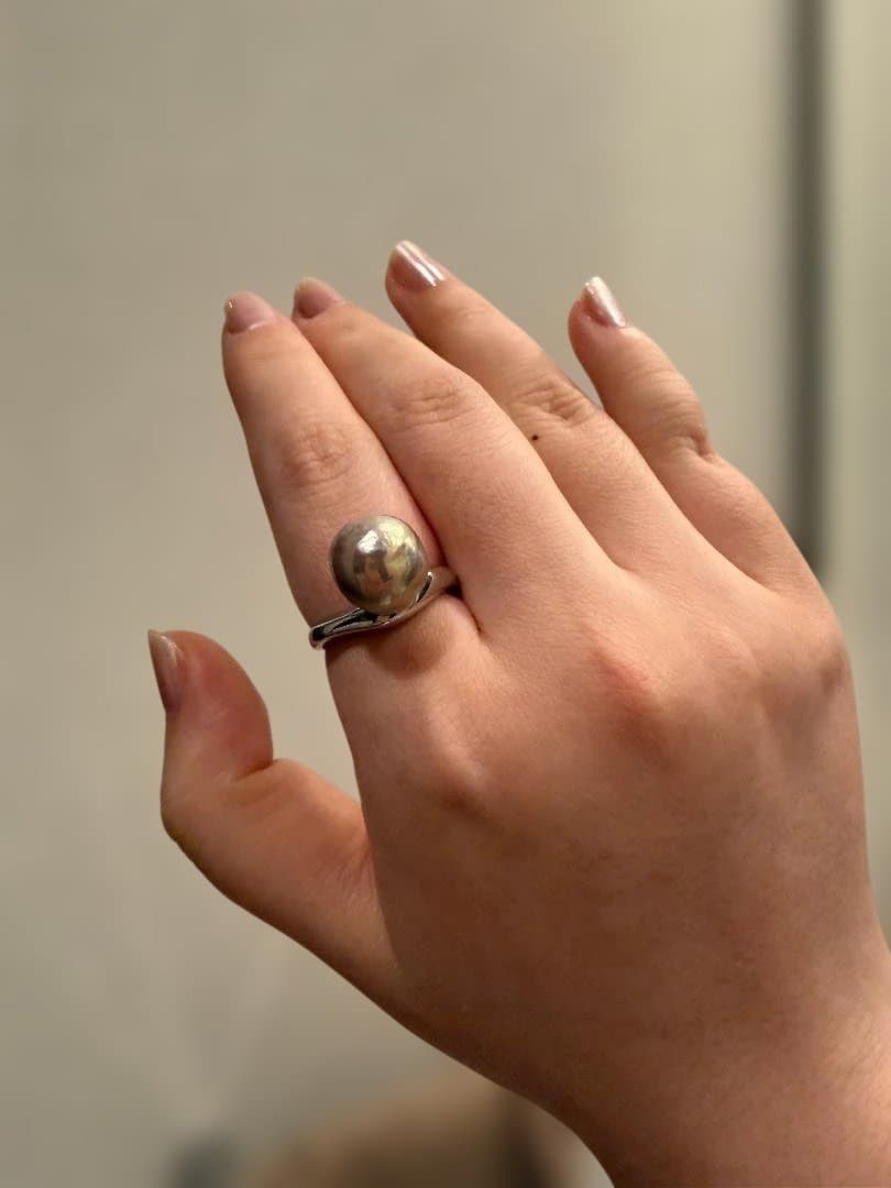 【唯一無二】油画シリーズ メタリックエジソンパール リング 13mm 芸術品