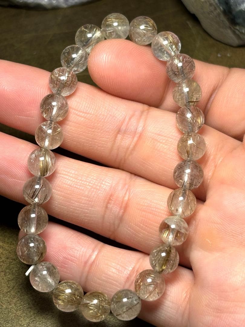【新入荷】天然石　シルバールチルクォー　ブレスレット7.3〜7.8㎜（新品）