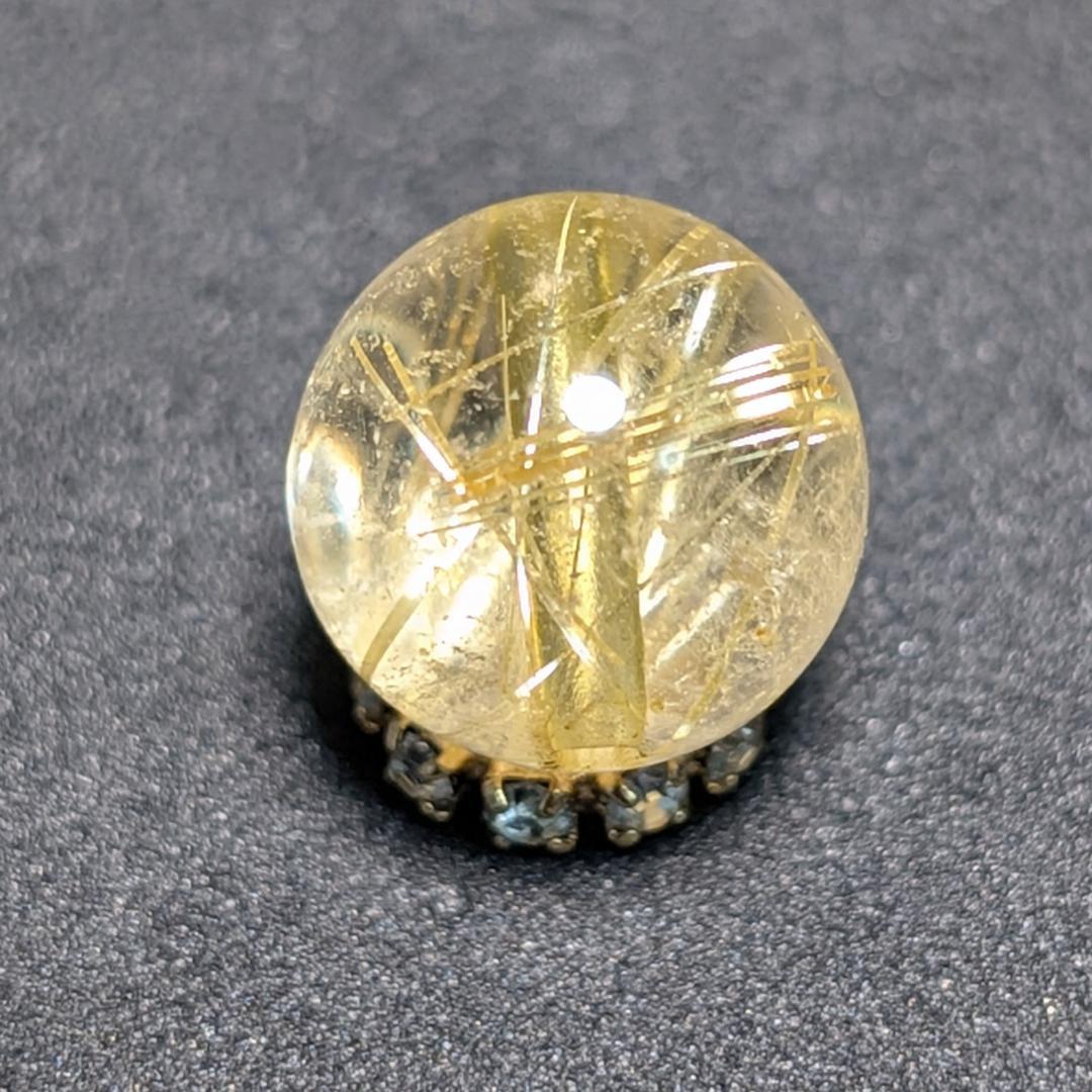 一点物【金色の針がカッコいい】タイチンルチル 10ミリ 粒売り 貫通穴あり