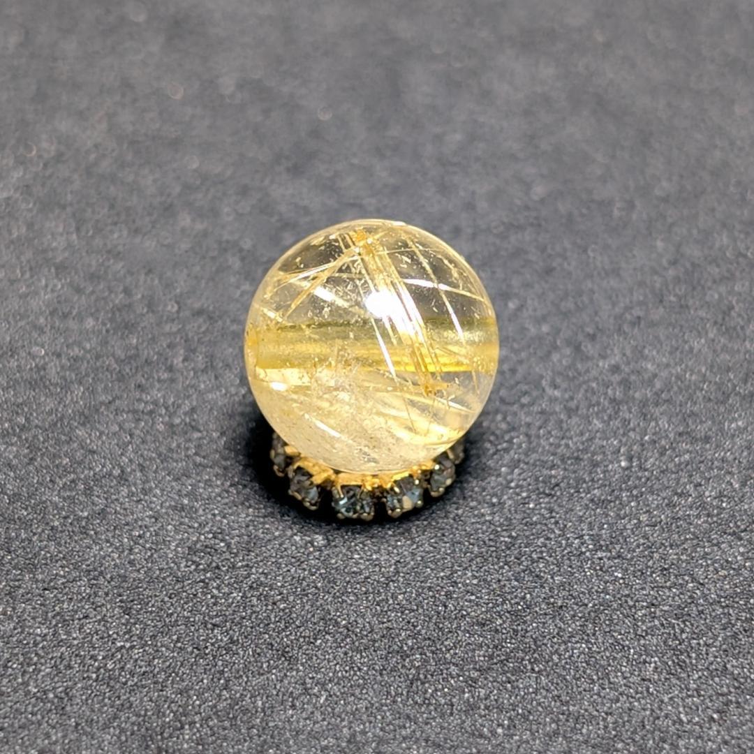 一点物【金色の針がカッコいい】タイチンルチル 10ミリ 粒売り 貫通穴あり