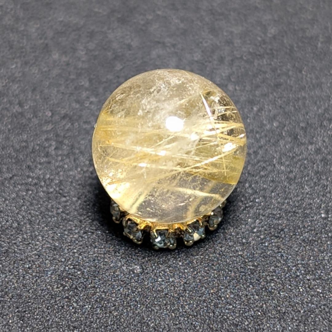 一点物【金色の針がカッコいい】タイチンルチル 10ミリ 粒売り 貫通穴あり