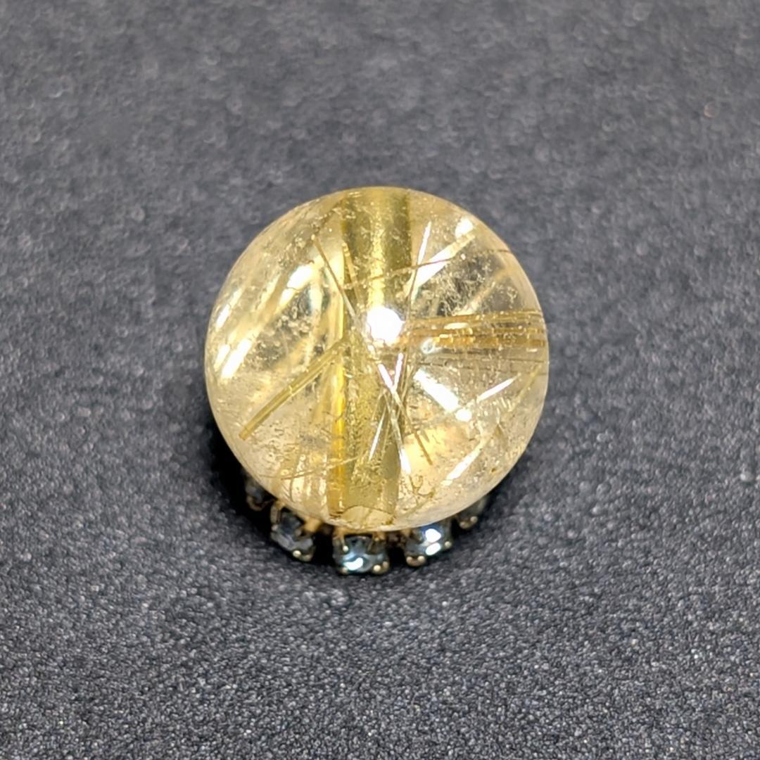 一点物【金色の針がカッコいい】タイチンルチル 10ミリ 粒売り 貫通穴あり