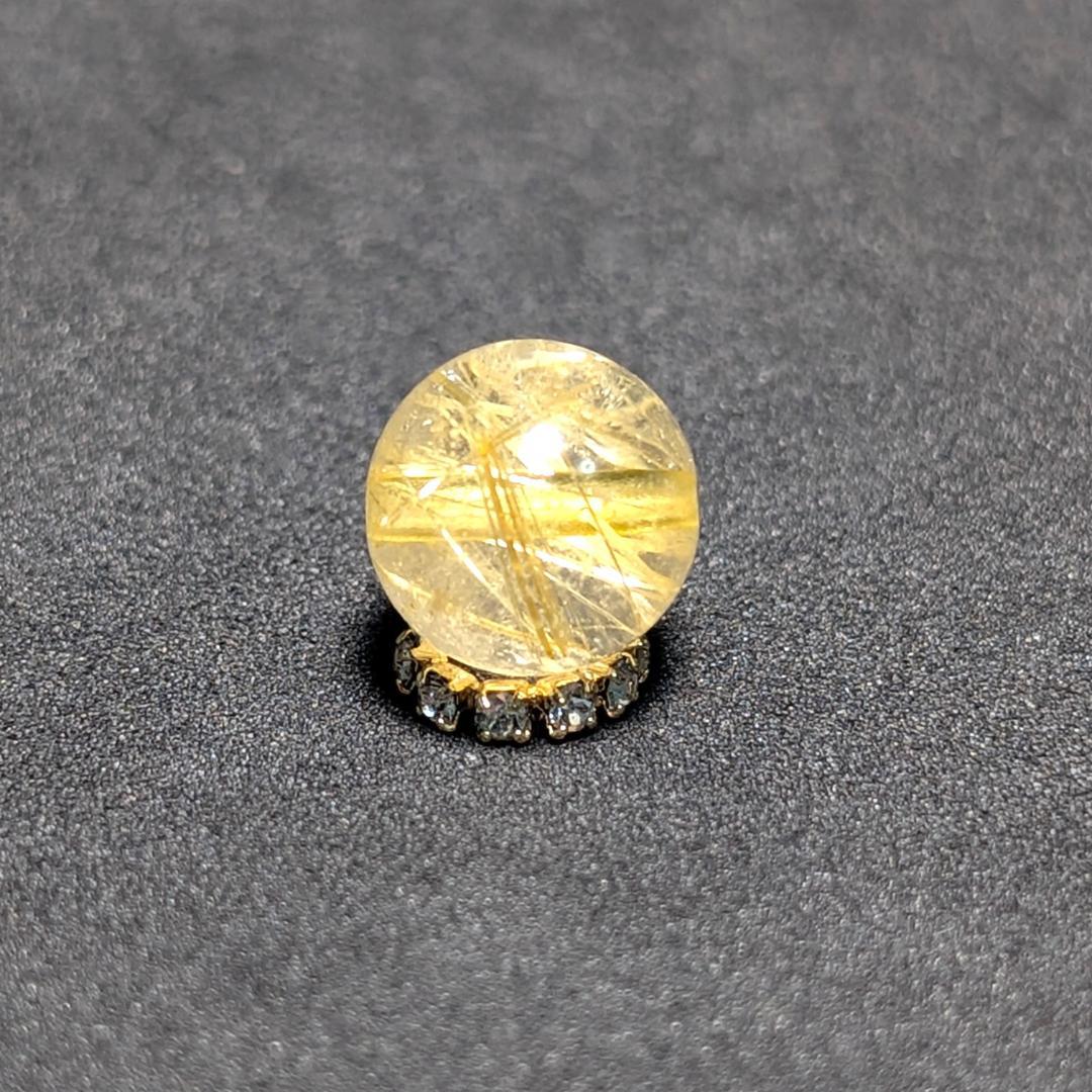 一点物【金色の針がカッコいい】タイチンルチル 10ミリ 粒売り 貫通穴あり