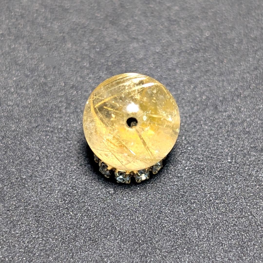 一点物【金色の針がカッコいい】タイチンルチル 10ミリ 粒売り 貫通穴あり