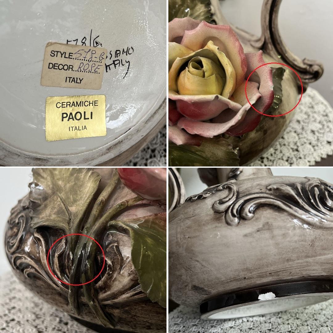 k230r124 イタリア製 Ceramiche Paoli 陶花フラワーベース