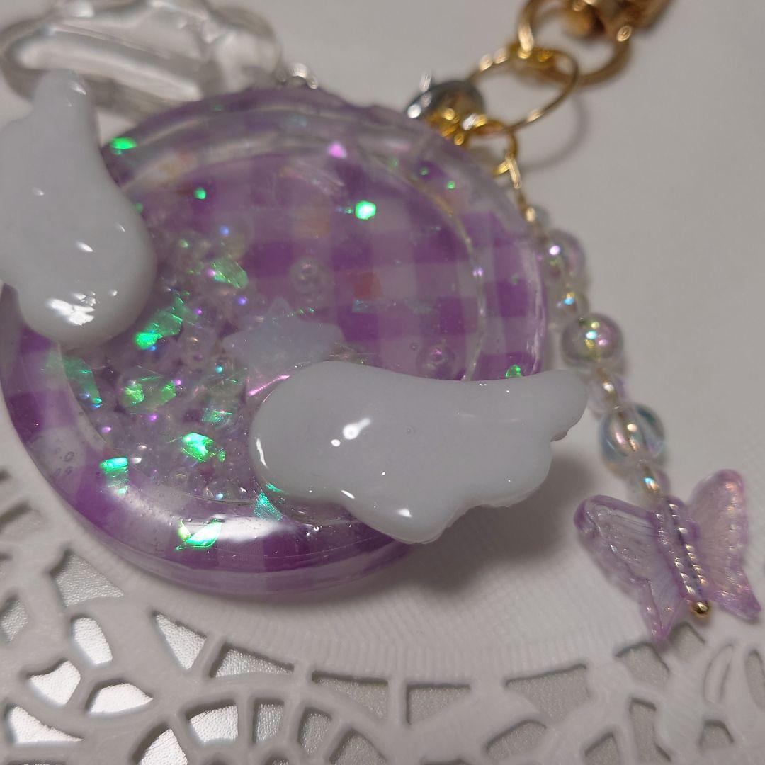 ★オーダーサンプル　シェイカー　キーホルダー　レジン　まる　チェック　羽