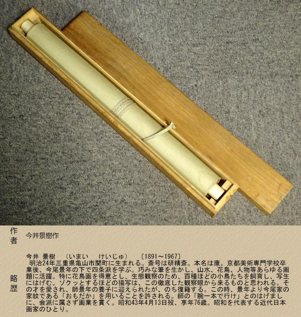 掛軸 今井景樹(研精斎)『旭日鶴図』日本画 絹本 無地箱付 掛け軸 a07144