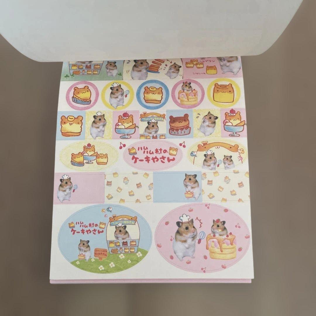 平成レトロ　ハムハム村のケーキやさん　メモ帳　シール　ハムスター