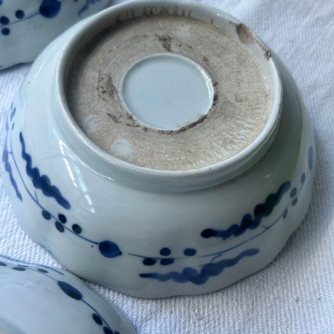 SALE!涼やかな呉須に白抜き扇竹なます皿8点(骨董古美術古道具古伊万里江戸