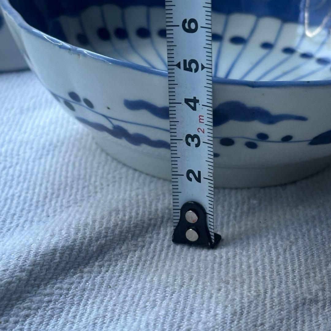 SALE!涼やかな呉須に白抜き扇竹なます皿8点(骨董古美術古道具古伊万里江戸