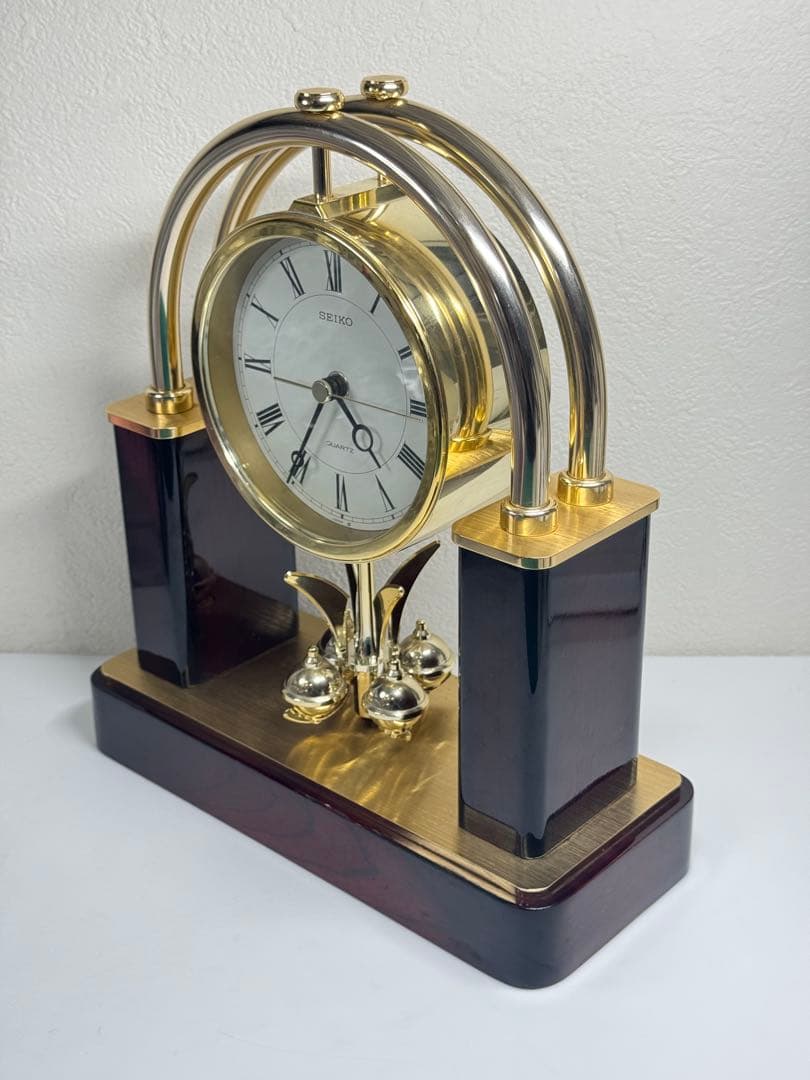 SEIKO セイコー 置時計 QW517G クオーツ 回転飾付 インテリア時計