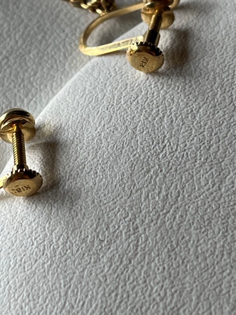 Ｋ１８大粒天然石グリーンアンバー（琥珀）ペンダントトップ&大粒イアリングセット