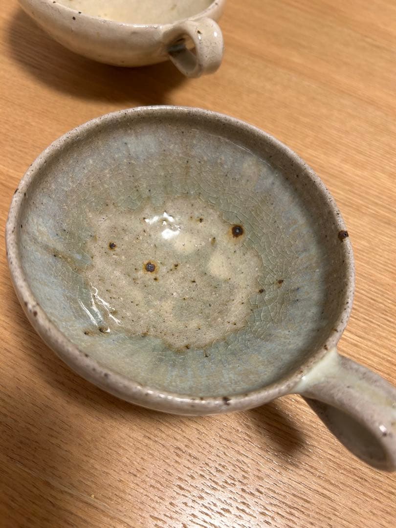中村哲雄　薄灰　粉引 スープカップ 2個セット　作家もの