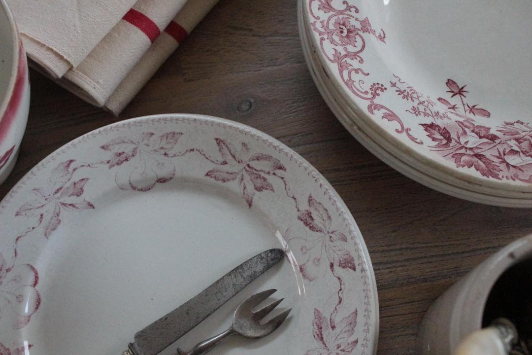 【B】バドンヴィレーさくらんぼのデザートプレートフランスアンティーク