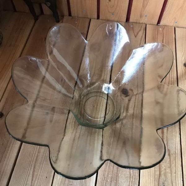 ガラスの特大鉢*ボウル*大皿*大型 盛皿*プレート*器*水盤*硝子フラワーベース