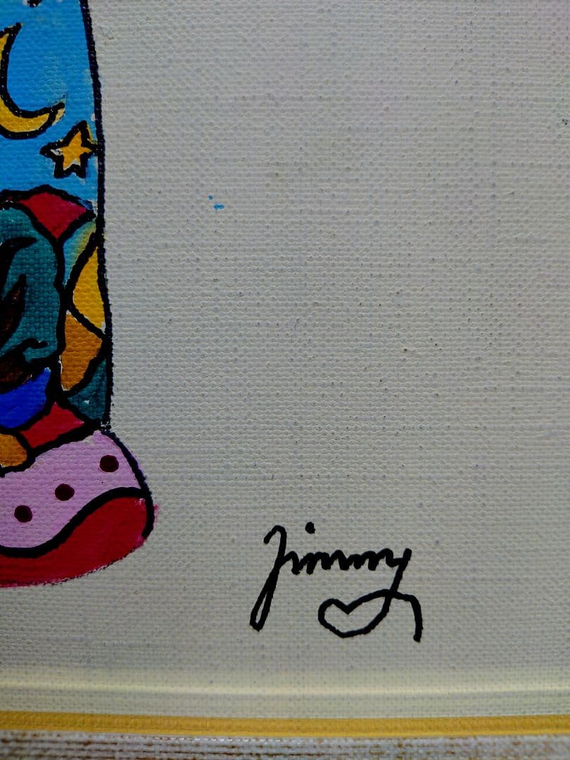 【F6号】ジミー大西【Cat】手描き/表裏サイン有り/油彩/アクリル/絵画/額縁