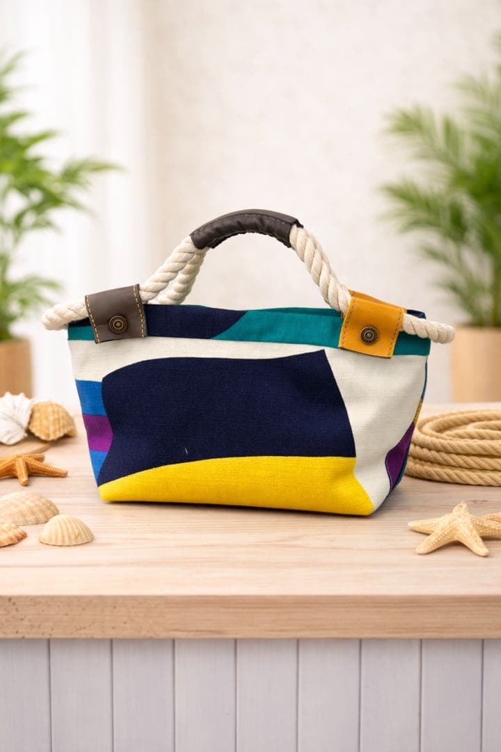 OU央 ロープ持ち手　トートバッグ　マリン