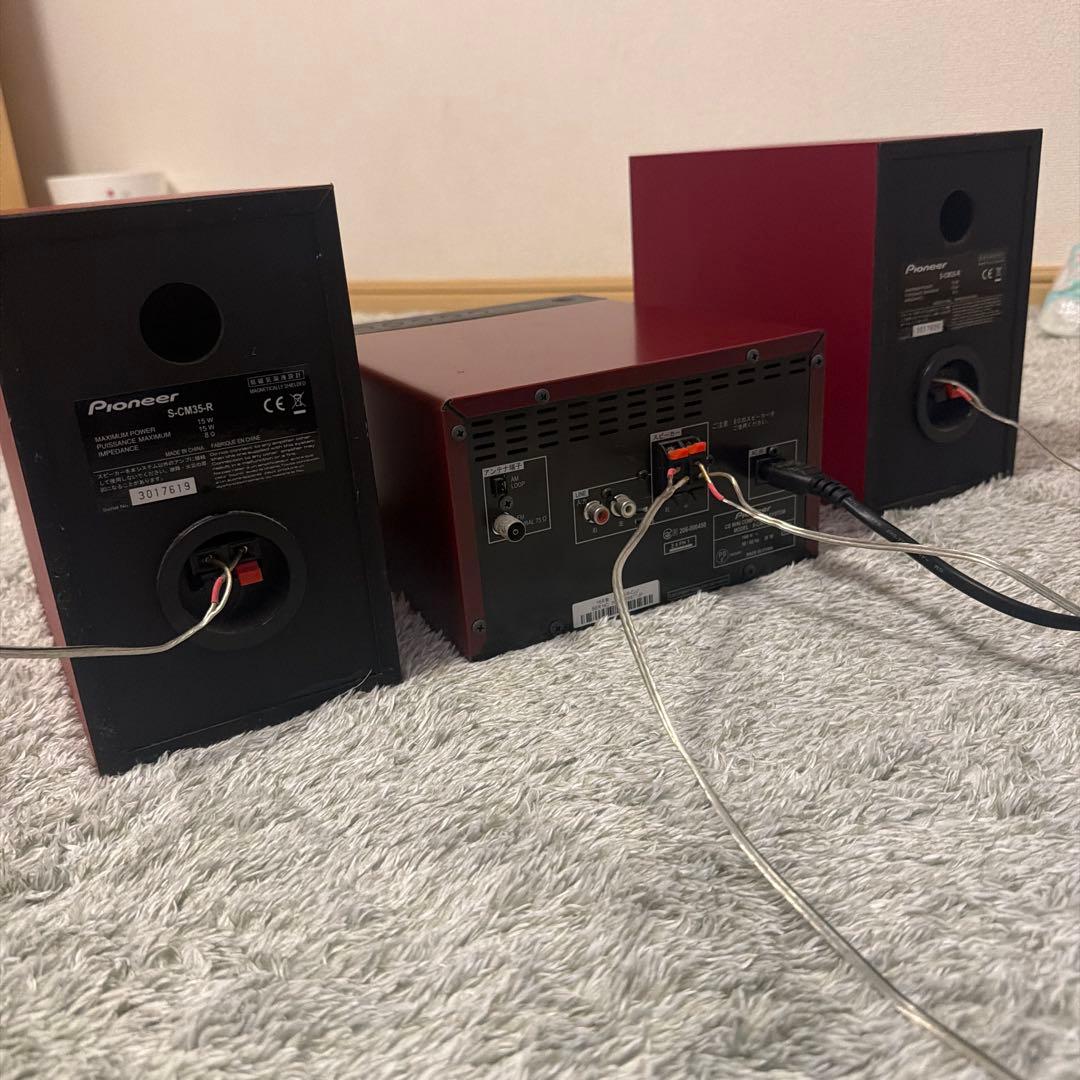 【動作確認済み】Pioneer ミニコンポ 赤 リモコン付き　CM35