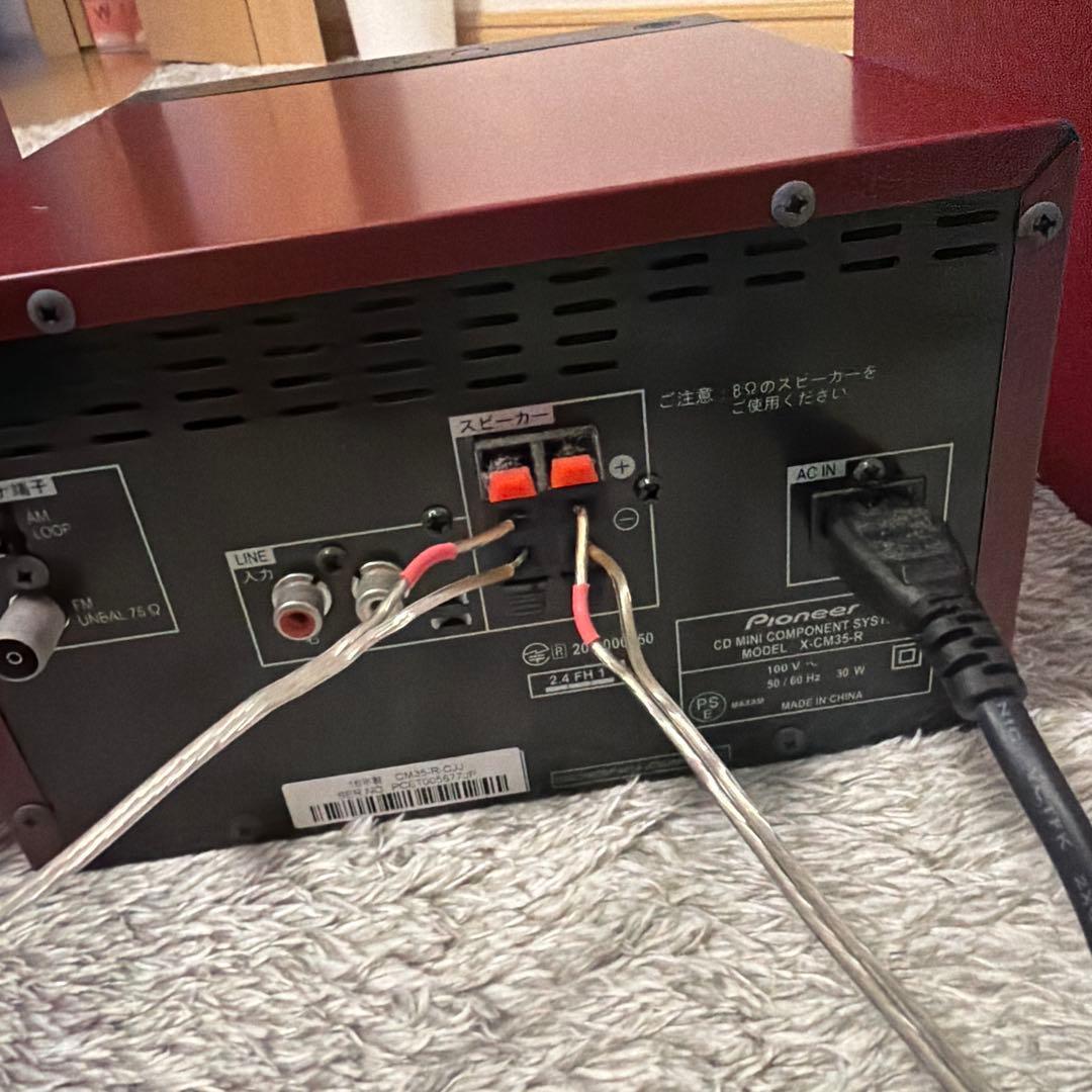 【動作確認済み】Pioneer ミニコンポ 赤 リモコン付き　CM35